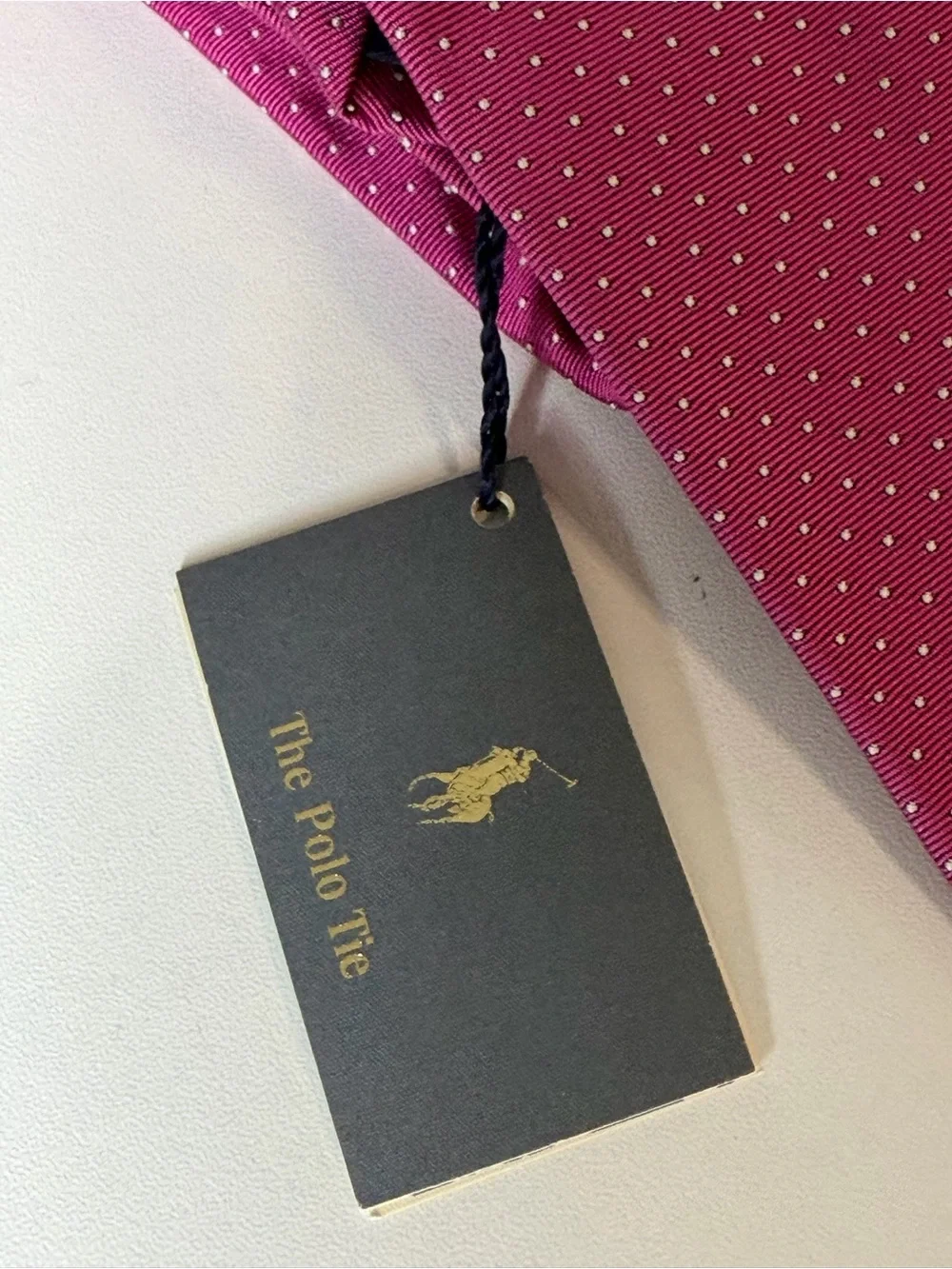 NWT Polo Ralph Lauren Hand Made in Italy Magenta Microdot Silk Tie Lux Designer